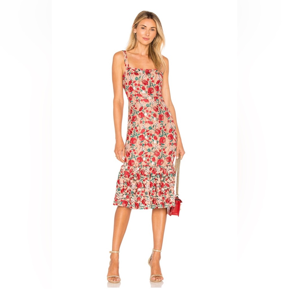 Lovers and Friends “Under the Stars” Midi Dress in Dark Nude, size Small